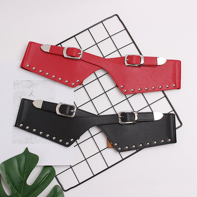 Elastic belt with decorative rivets - The Nevermore Belts for Women