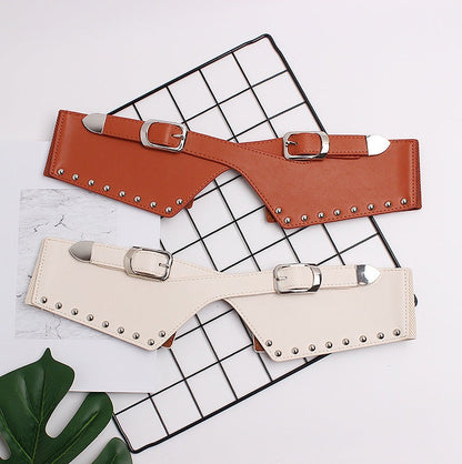 Elastic belt with decorative rivets - The Nevermore Belts for Women