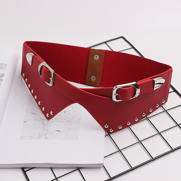 Elastic belt with decorative rivets - The Nevermore Belts for Women