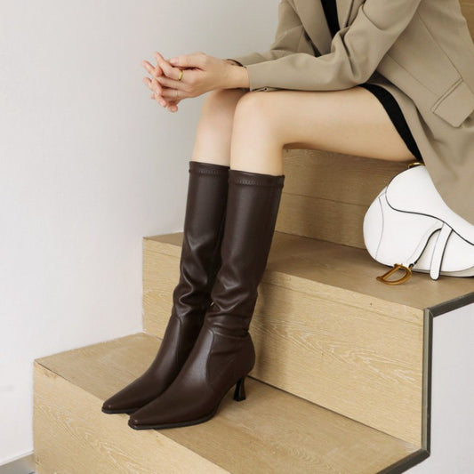 Elegance - The Nevermore Pointed High Heel Long Boots for Women