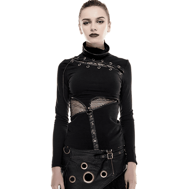 Elisha - The Nevermore STEAMPUNK net fight stand collar long-sleeved Blouse for Women