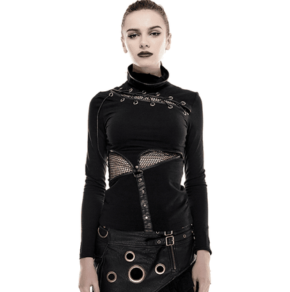 Elisha - The Nevermore STEAMPUNK net fight stand collar long-sleeved Blouse for Women