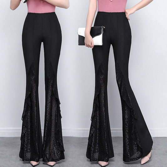 Elvira Twilight - The Nevermore Gothic Pants for Women Lace Stitching High Waist