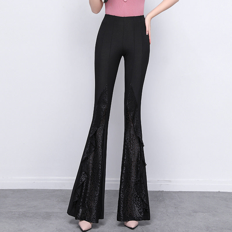 Elvira Twilight - The Nevermore Gothic Pants for Women Lace Stitching High Waist