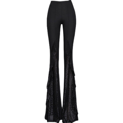 Elvira Twilight - The Nevermore Gothic Pants for Women Lace Stitching High Waist