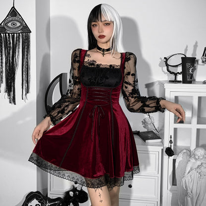 Elysande Spirit - The Nevermore Gothic Dress Lovely Velvet Long Sleeved