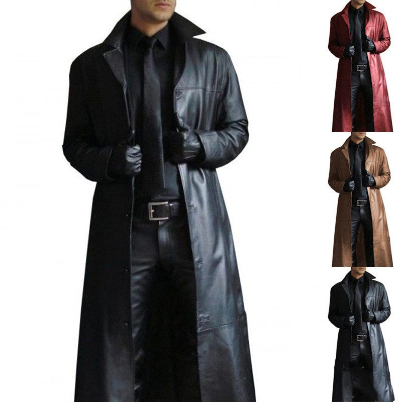 Elysium Dreamweaver - The Nevermore Slim Long Leather Jacket Coat for Men