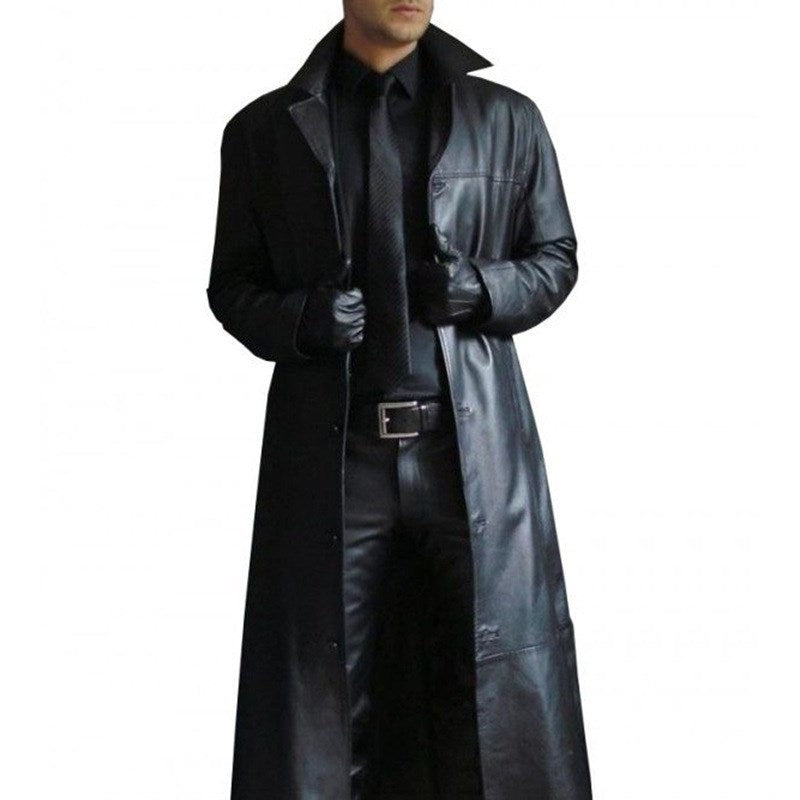 Elysium Dreamweaver - The Nevermore Slim Long Leather Jacket Coat for Men