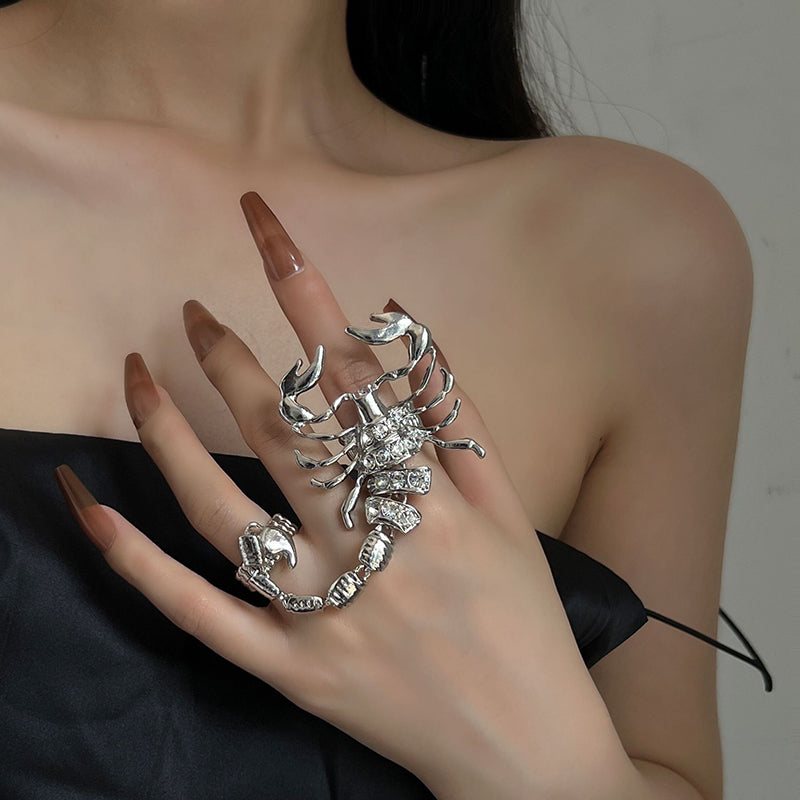 Emilia Hill - The Nevermore Ring Big Scorpion Double Rings Crystal Scorpion