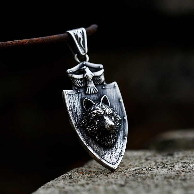 Erik - The Nevermore Stainless Steel Wolf Head Pendant - Necklace for Men