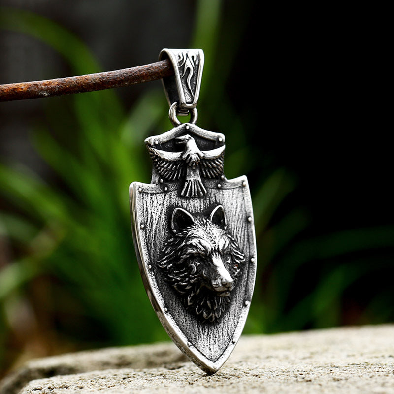 Erik - The Nevermore Stainless Steel Wolf Head Pendant - Necklace for Men