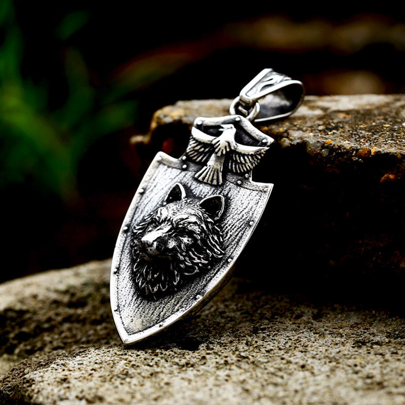 Erik - The Nevermore Stainless Steel Wolf Head Pendant - Necklace for Men