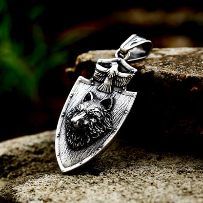 Erik - The Nevermore Stainless Steel Wolf Head Pendant - Necklace for Men