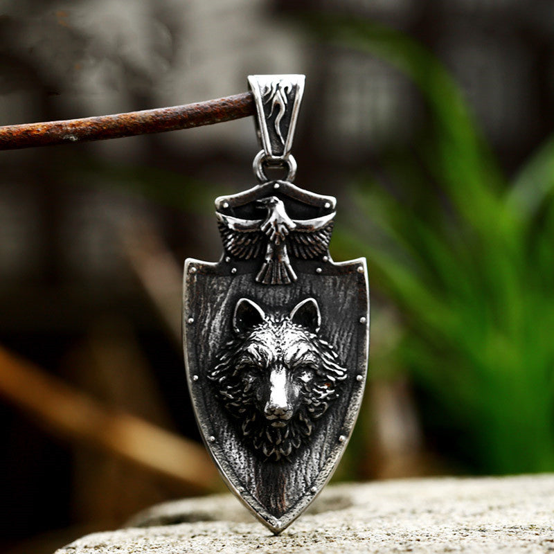 Erik - The Nevermore Stainless Steel Wolf Head Pendant - Necklace for Men