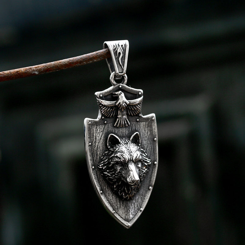 Erik - The Nevermore Stainless Steel Wolf Head Pendant - Necklace for Men