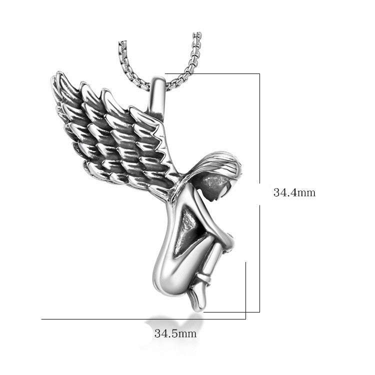 Fallen Angel - The Nevermore Gothic Pendant Titanium Steel