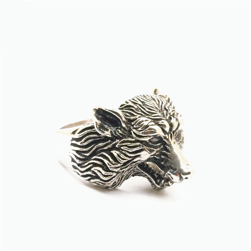 Fenrir Shadowflame Wolf Head - The Nevermore Gothic Norse Ring Stainless Steel