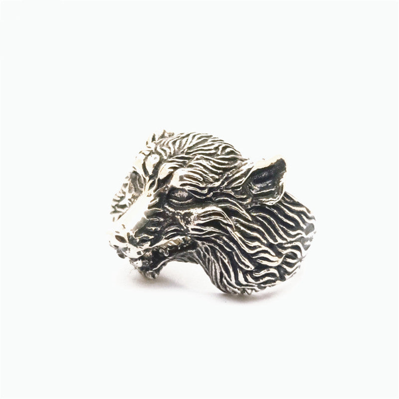 Fenrir Shadowflame Wolf Head - The Nevermore Gothic Norse Ring Stainless Steel