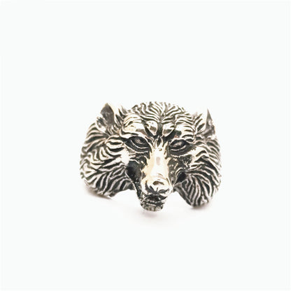 Fenrir Shadowflame Wolf Head - The Nevermore Gothic Norse Ring Stainless Steel