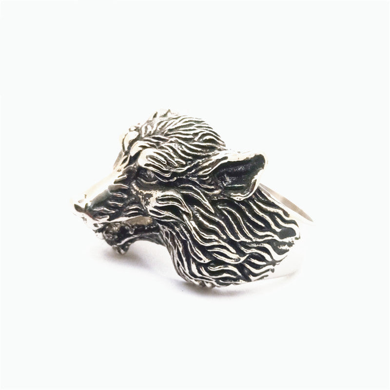 Fenrir Shadowflame Wolf Head - The Nevermore Gothic Norse Ring Stainless Steel