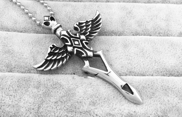 Flameborne Sword - The Nevermore Gothic Pendant Necklace for Men Titanium Steel