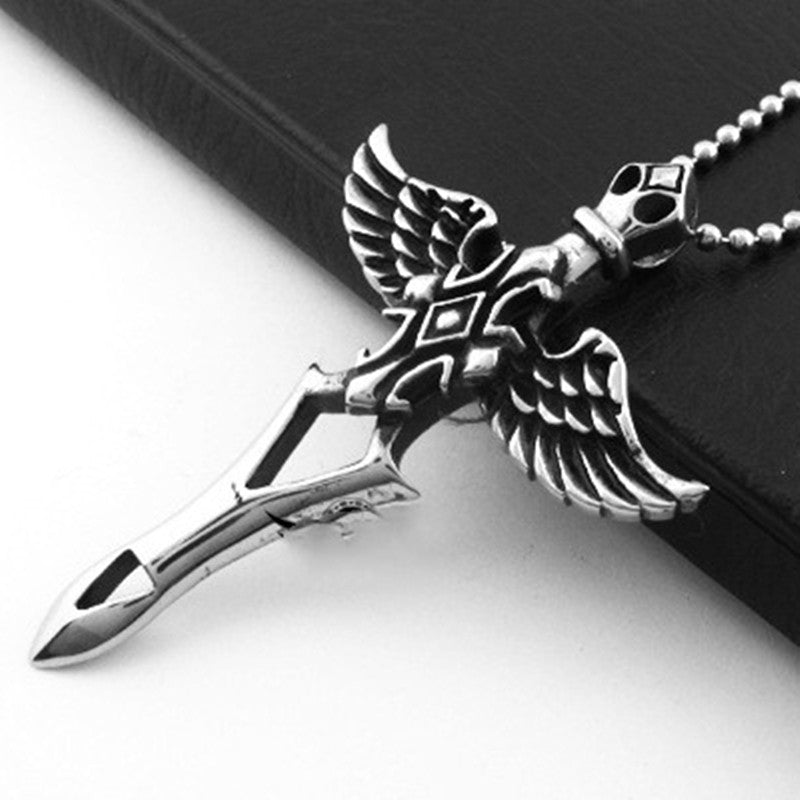 Flameborne Sword - The Nevermore Gothic Pendant Necklace for Men Titanium Steel