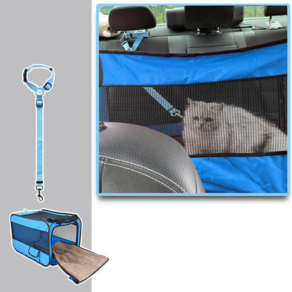 FoldAway Portable Fabric Bag with Locking Safety Zippers for Pet Comfort and Security - The Nevermore Pet Carriers - Travel Accessories