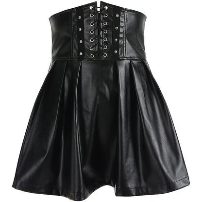 Folding Elegance - The Nevermore Women's Leather Pleated Skirt