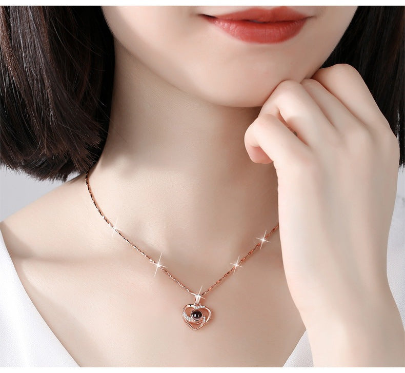 Forever Together- The Nevermore Women`s Necklace S925 Silver Romantic Colorful Photo Projection