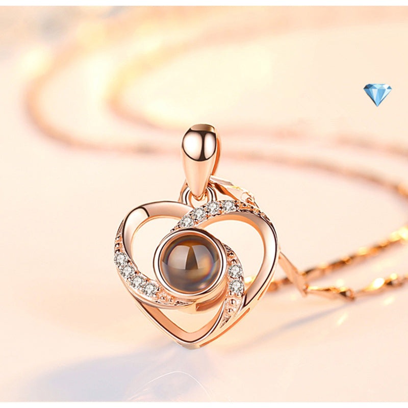 Forever Together- The Nevermore Women`s Necklace S925 Silver Romantic Colorful Photo Projection