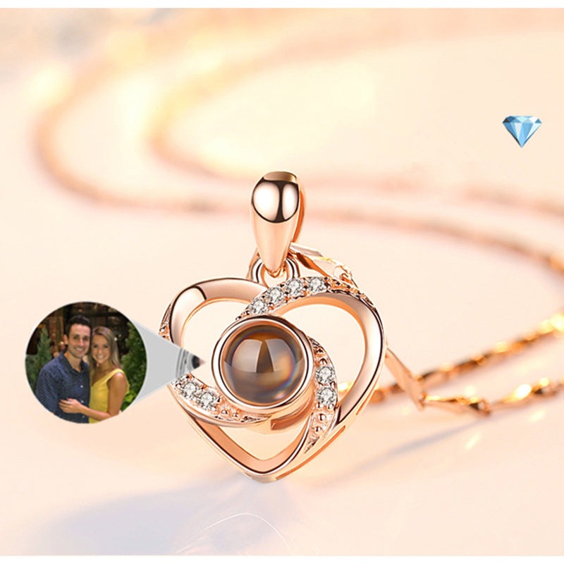 Forever Together- The Nevermore Women`s Necklace S925 Silver Romantic Colorful Photo Projection