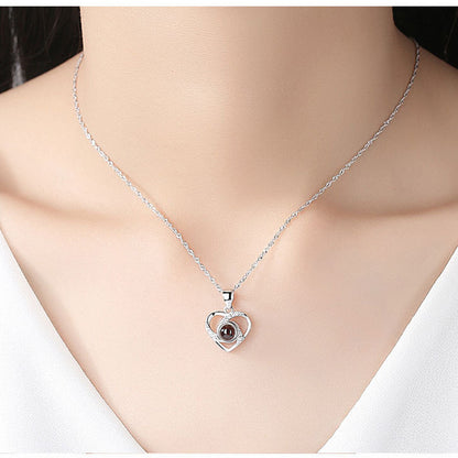 Forever Together- The Nevermore Women`s Necklace S925 Silver Romantic Colorful Photo Projection