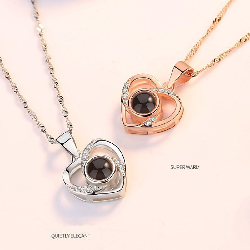 Forever Together- The Nevermore Women`s Necklace S925 Silver Romantic Colorful Photo Projection