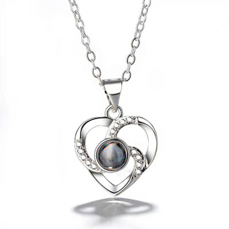 Forever Together- The Nevermore Women`s Necklace S925 Silver Romantic Colorful Photo Projection