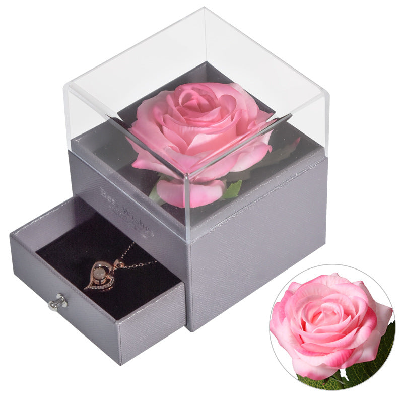 ForeverFloral Acrylic Jewelry Box - The Nevermore Preserved Flower Necklace Elegance