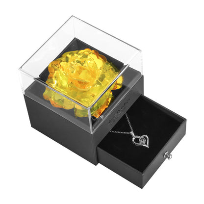 ForeverFloral Acrylic Jewelry Box - The Nevermore Preserved Flower Necklace Elegance