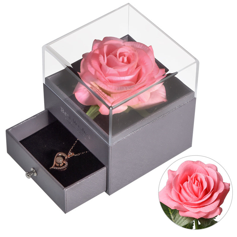 ForeverFloral Acrylic Jewelry Box - The Nevermore Preserved Flower Necklace Elegance