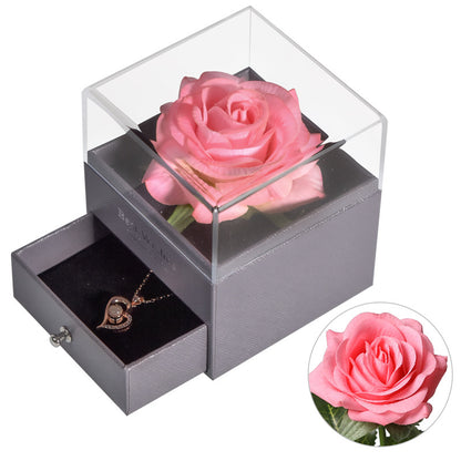 ForeverFloral Acrylic Jewelry Box - The Nevermore Preserved Flower Necklace Elegance