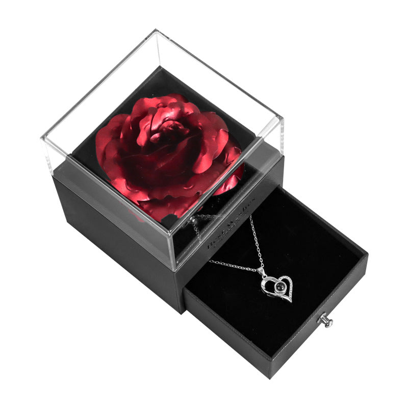 ForeverFloral Acrylic Jewelry Box - The Nevermore Preserved Flower Necklace Elegance