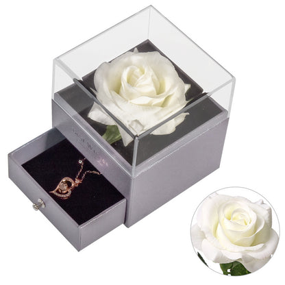 ForeverFloral Acrylic Jewelry Box - The Nevermore Preserved Flower Necklace Elegance