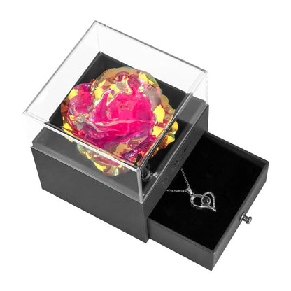 ForeverFloral Acrylic Jewelry Box - The Nevermore Preserved Flower Necklace Elegance