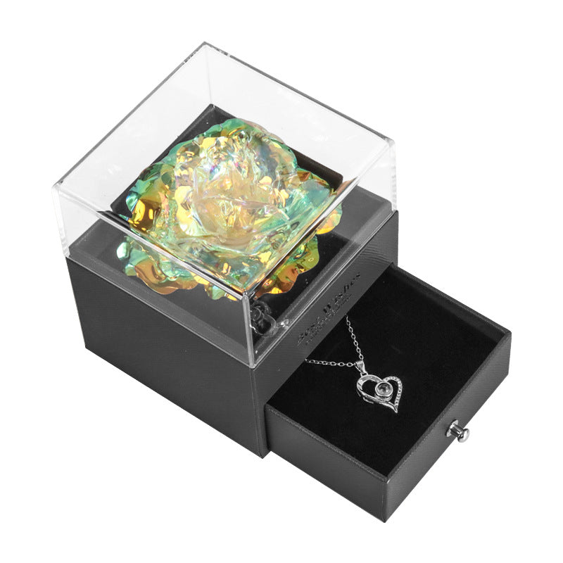 ForeverFloral Acrylic Jewelry Box - The Nevermore Preserved Flower Necklace Elegance