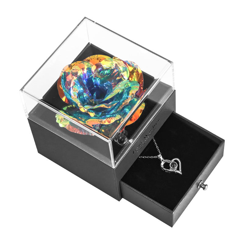 ForeverFloral Acrylic Jewelry Box - The Nevermore Preserved Flower Necklace Elegance