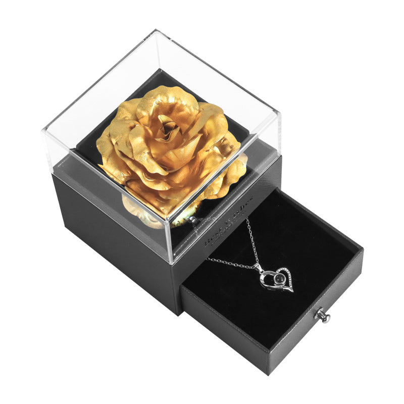 ForeverFloral Acrylic Jewelry Box - The Nevermore Preserved Flower Necklace Elegance