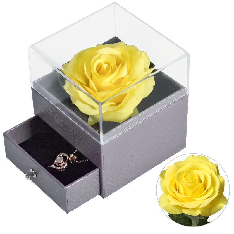 ForeverFloral Acrylic Jewelry Box - The Nevermore Preserved Flower Necklace Elegance