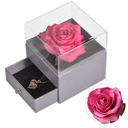 ForeverFloral Acrylic Jewelry Box - The Nevermore Preserved Flower Necklace Elegance