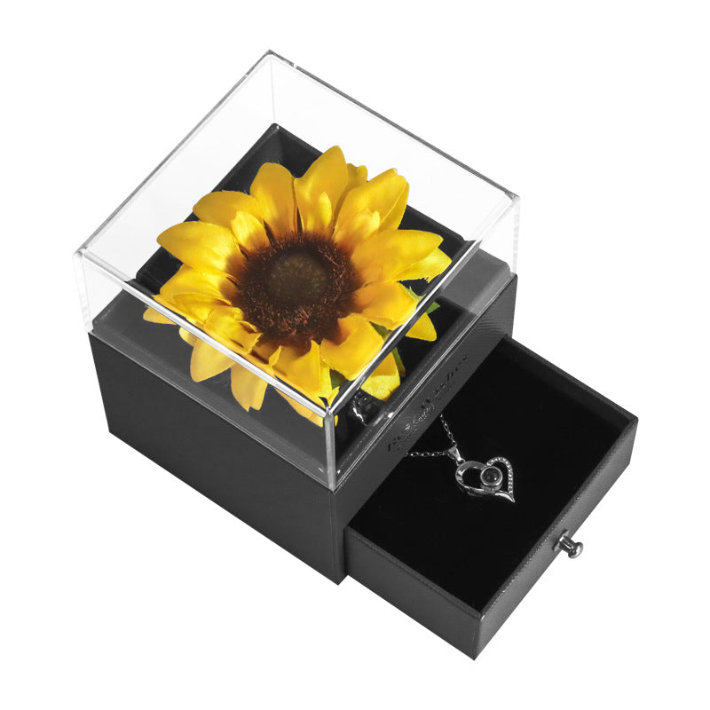 ForeverFloral Acrylic Jewelry Box - The Nevermore Preserved Flower Necklace Elegance