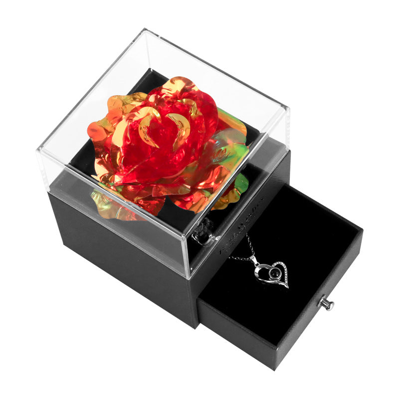 ForeverFloral Acrylic Jewelry Box - The Nevermore Preserved Flower Necklace Elegance