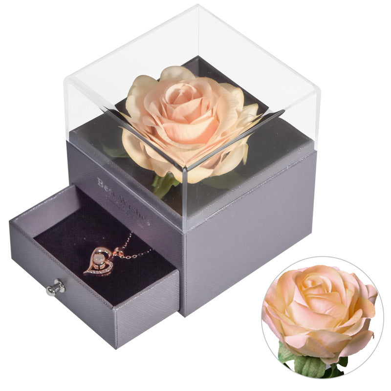 ForeverFloral Acrylic Jewelry Box - The Nevermore Preserved Flower Necklace Elegance