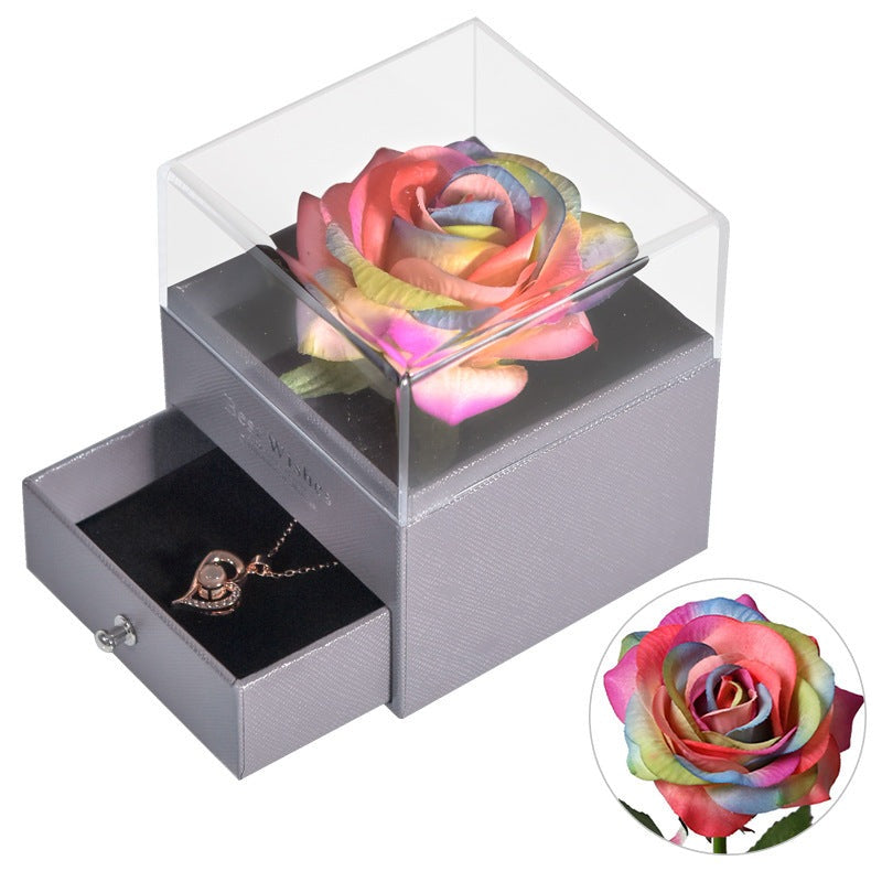 ForeverFloral Acrylic Jewelry Box - The Nevermore Preserved Flower Necklace Elegance